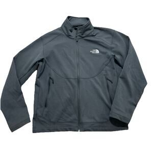 North Face Jacket Men’s L Gray Waffle Grid Fleece Full Zip Coat Hiking Gorpcore